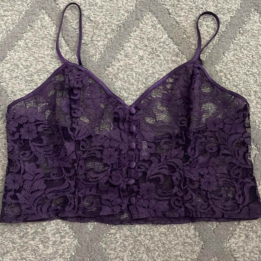 vintage victoria secret royal purple lace top